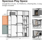 Cat Catio, Large Catio Outdoor Cat Enclosure, Window Enclosure with Waterproof Roof, Multi-Level Platforms, Cozy Sleeping Box & Fun Bridges, Spacious Outdoor Cage for Multiple Indoor Cats,100"