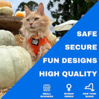 Travel Cat Harness and Leash Set - Adjustable Fit Mesh Cat Harness and Reflective Strap - Comfort Walking Vest for Kitten for Outdoor Walking, Hiking (Large, Orange)