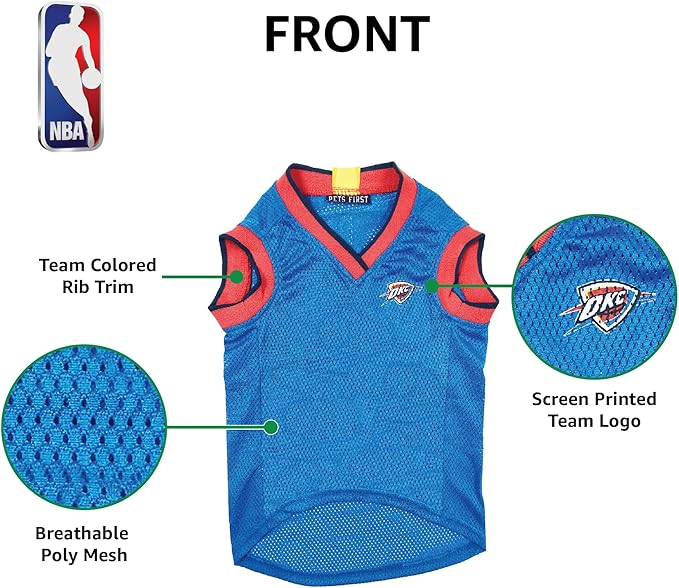 Pets First NBA OKLAHOMA CITY THUNDER DOG Jersey, X-Large - Tank Top Basketball Pet Jersey