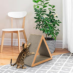 Nicunom 3-Sided Vertical Cat Scratching Post, Cat Scratcher Foldable, Triangle Cat Scratching Board, Multiple Angle Scratch Pad, 6 Usable Sides Recyclable Cat Scratcher Cardboard for Indoor Cats