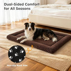 Dog Bed Mat, Dual-Sided Dog Crate Bed Mat - Ultra Soft & Machine Washable Kennel Pad for Large Dogs, All-Season Comfort Pet Bed for Crates, Travel, and Home, Brown, 35 x 23 Inch