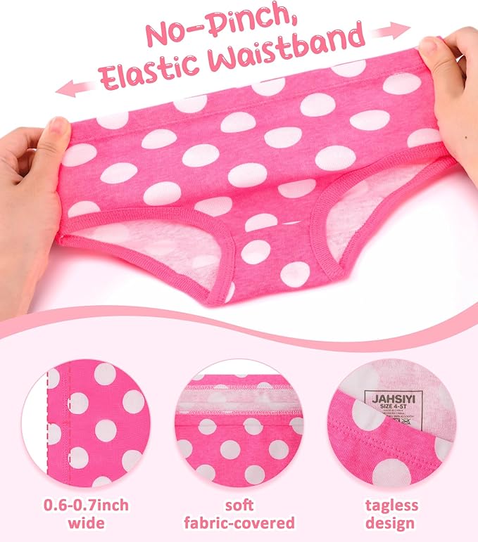 Girls and Toddlers 100% Cotton Underwear Tagless Soft Panties Size 2-3T,4-5T,6,8,10,12 (6-Pack)