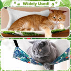 Jetec 2 Pack Cat Hammock for Cage, Catio Accessories Reversible Soft Cats Bed with Adjustable Straps and Hooks Double-Sided Linen and Fleece Hanging Hammock for Cats, Kitten(Monstera Leaf,L)