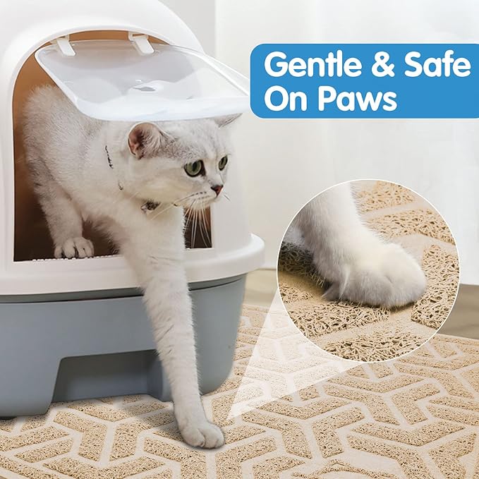 UPSKY Cat Litter Mat, Litter Trapping Mat Soft on Kitty Paws, Large Litter Box Mat 35" x 24" Scatter Control for Indoor Cats Waterproof and Extra Large Pretty Litters Carpet