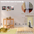 Cat Scratcher Mat, 23.6x15.7' Natural Sisal Scratching Pad with Velcro Tape, Stick on Floor and Wall Cat Scratch Mat Protects Carpet and Sofa