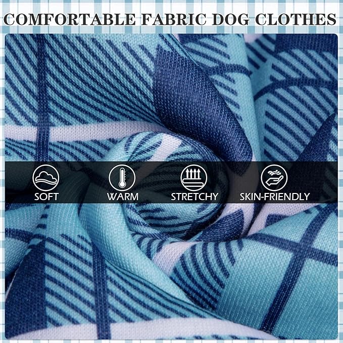 EXPAWLORER Plaid Cat Hoodie - British Style Warm Cat Sweater Shirt with Leash Hole,Pet Clothes Outfits,Winter Coat Apparel for Puppy Cats Girl Boy-Kitten Apparel,Blue M