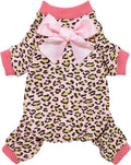 Fitwarm Leopard Dog Pajamas, Fleece Dog Clothes for Small Dogs Girl with Legs, Pet Onesie, Cat Outfit, Pink, XS