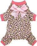 Fitwarm Leopard Dog Pajamas, Fleece Dog Clothes for Small Dogs Girl with Legs, Pet Onesie, Cat Outfit, Pink, Medium