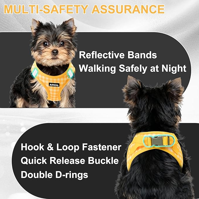AIITLE Easy Walk Dog Vest Harness and Leash Set, Pet Supply No Pull, Breathable Mesh, Reflective Stripes, Adjustable Escape Proof Pet Outdoor Harnesses for Medium Dogs Yellow L