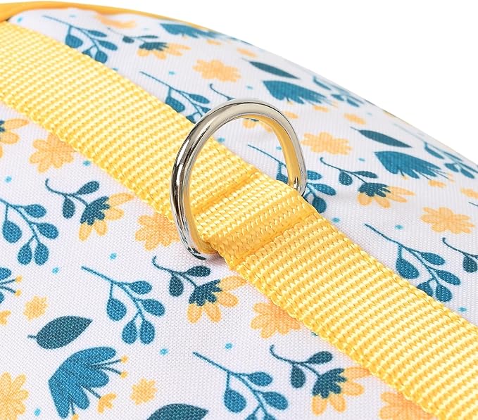 Mile High Life Dog Harness, Air Mesh Floral Vest Harness for 20 lbs Small Dogs & Cats, Easy Get on Adjustable Easy Closures Both Neck and Chest(Yellow Flower, M Chest 18"-20")