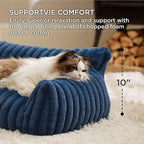 Bedsure ComfyFleece™ Cute Cat Couch for Pets - As Seen on TV on Good Day New York, Fuzzy Cats beds for Indoor Cats with Removable Washable Cover, Supportive Pet Sofa, 24inch, Night Blue