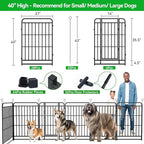 Heavy Duty Dog Playpen: 32 Steel Panels 40" Height, Square Steel Pipe with Reinforced Crossbars, 71FT 406 Sq.ft Portable Fence for Yard RV Camping, Snowy Black