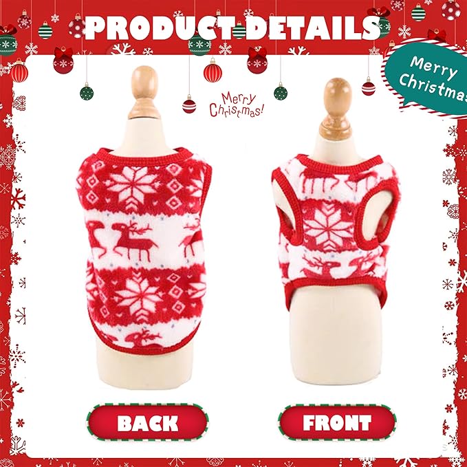 2 Pieces Teacup Dog Clothes Dog Christmas Outfit Puppy Sweater for Small Dogs Chihuahua Sweater Puppy Clothes for Extra Small Dogs Xmas Pet Cat Clothing (XX-Small)