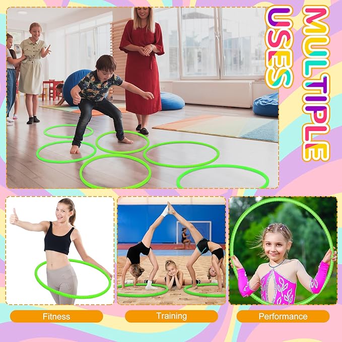 Shappy 6 Pcs Exercise Hoop Detachable Adjustable Plastic Toy Playground Toys Colored Hoop Circles for Teens Games Gymnastics Dog Agility Equipment Party Decor