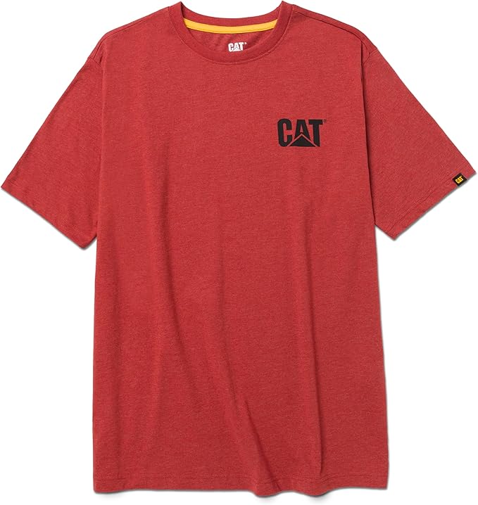CAT Men's Trademark T-Shirts with Shape-Retention Rib Trim Spandex, Tagless Neck, and Cat Logo on Left Chest