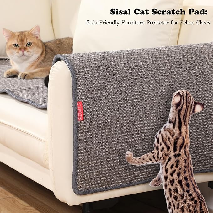 66.93x19.68x0.32 inch Thickened Cat Wall Scratcher Carpet, Cat Climbing Wall, Durable Cat Wall Furniture, Tall Cat Scratching Post, Wall Scratchers for Indoor Cats, Couch Sofa Protector (Grey)