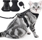 Cat Harness and Leash Set - Escape Proof, Adjustable Breathable Vest Harnesses with Reflective Strips, Easy Control & Secure Walking for Small Medium Large Cats Kitten Collar (Black, Small)