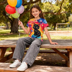Funnycokid Girls Shirts Cat T Shirt Size 5-12 Clothes for Kids