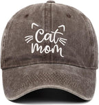 CORIRESHA Cat Mom Baseball Cap Washed Denim Cotton Adjustable Unisex Hat