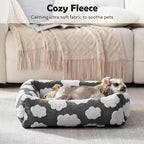 JOEJOY Cute Dog Bed Medium Size Dog, Rectangle Soft Furry Dog Beds for Large Medium Dogs, Washable Orthopedic Pet Bed with Removable Zipper Cover, Grey