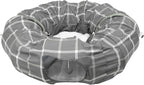 Kitty City Large Cat Tunnel Bed, 2-in-1 Zip-Together Cat Play Tunnel & Plush Nap Bed, Pop-Up Indoor Cat Toy with Hanging Toys, Collapsible Design - Grey