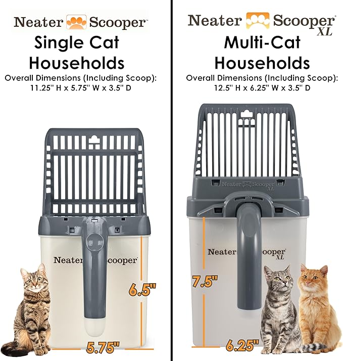 Neater Pet Brands Neater Scooper XL Cat Litter Scoop, 60 Refill Bags – Extra-Large Capacity Mess-Free Cat Litter Scooper with Bag for Large & Multiple Cats, Spill-Proof Litter Box Scooper with Holder