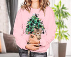 FRYAID Cat Sweatshirt Women Funny Black Cat Graphic Sweater Casual Cat Crewneck Holiday Long Sleeve Hoodie Pullover Top