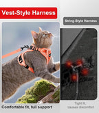 Cat Harness and Leash for Walking Escape Proof Soft Adjustable Cat Leash Breathable Comfortable Vest Easy to Wear Kitten Harness for Outdoor Travel Orange S