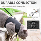 PUPTECK Soft Mesh Cat Vest Harness and Leash Set Puppy Padded Pet Harnesses Escape Proof for Cats Small Dogs Rabbits Bunny(Small, Black)