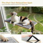 Pecute 2-in-1 Large Cat Window Perch & Wall Shelves, Cat Hammock Window with Solid Wood, Strong Suction Cup, Washable Cover Mat, Window seat Indoor, Cats Perch Bed for Birds Watching Inside, 21"x11"