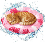 Pet Cooling Mat for Cats and Small Dogs, 20.1'' x 20.1'' Thickened Round Pink Pad Anti-Grab Internal Gel Without Water Filling, Lightweight, Washable, Playmat for Indoor/Outdoor