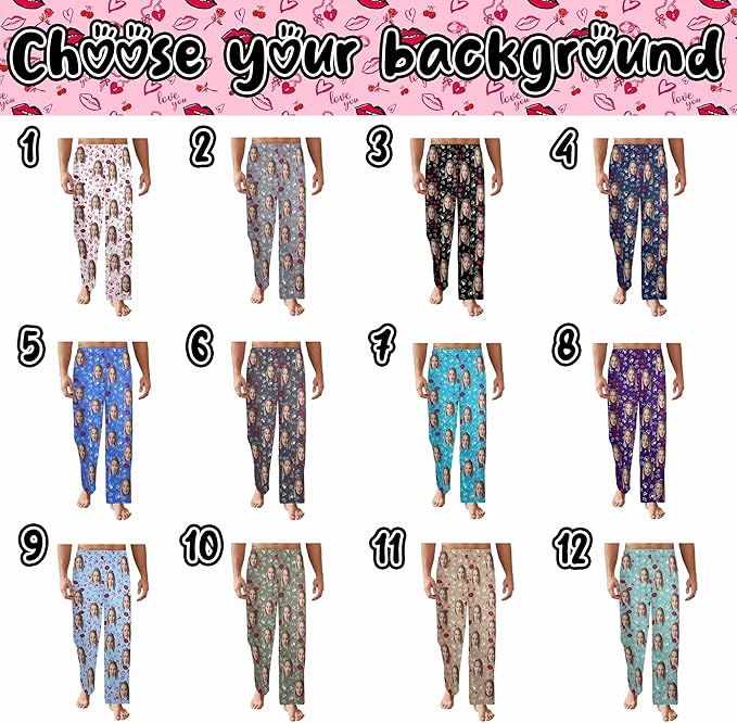 Artsadd Personalized Christmas Pajama Pants Socks for Men Custom Photo Pajama Bottoms for Men S-XXL