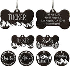 Ultra Joys Stainless Steel Pet ID Tag Dog Name Tags Personalized Front and Back Engraving, Customized Dog Tags and Cat Tag, Optional Engraved on Both Sides, Bone Tag with Mountain Design, Large