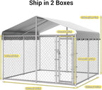 HITTITE Extra Large Outdoor Dog Kennel, 10x10x6.56ft Anti-Rust Dog Kennel Outside with Roof, Galvanized Chain Link Dog Runs for Outside with Secure Lock