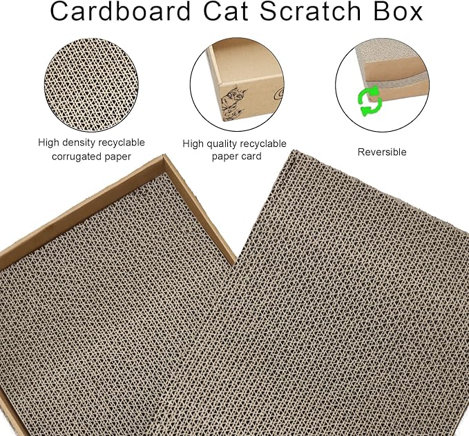 Cat Scratch Pad Cardboard Scratcher Box,2PCS in 1 Scratching Board for Indoor Cats,Reversible Durable,with Catnip