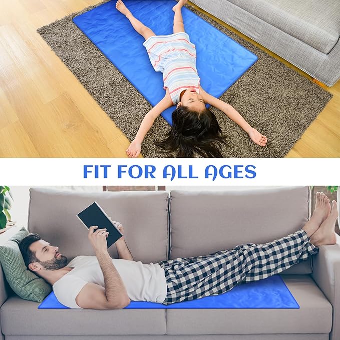 Cooling Pad Mat for Sleep Cooling Mattress Pad Gel for Bed, Relieve Pain, Summer Hot Flashes, Adult, Pets, No Water or Electricity Required(Blue,48 x 28 Inch)