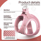 TwoEar Cat Harness and Leash, Soft Dog Vest Harness Adjustable, Breathable Mesh Step-in Puppy Walking Jacket Reflective Easy Control for Extral Small Pets for Outdoor Walking (XXXS, Pink)