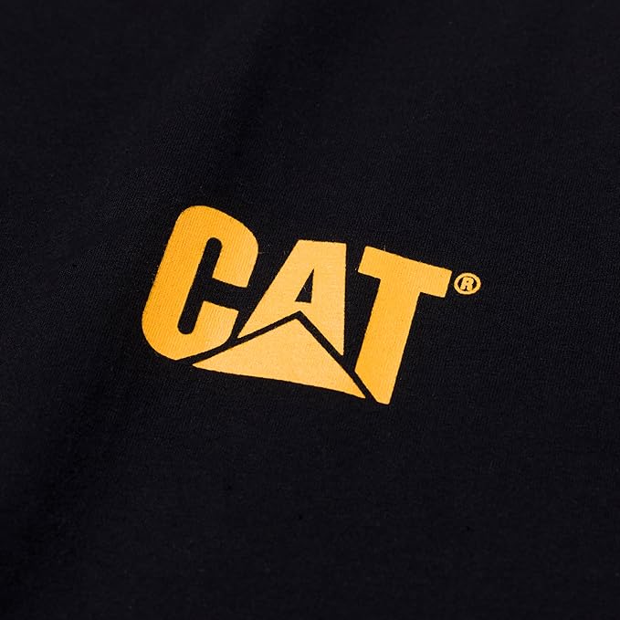 CAT Men's Trademark T-Shirts with Shape-Retention Rib Trim Spandex, Tagless Neck, and Cat Logo on Left Chest
