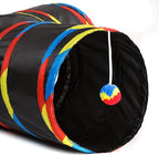 Tempcore Pet Cat Tunnel Collapsible Toy, 3-Way Kitty Tunnel with Peek Hole & Ball - Indoor Play Tube for Cats, Kittens, Puppy, Rabbit, Black & Rainbow