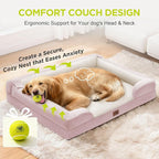Orthopedic Dog Beds for Large Medium Dogs, Big Waterproof Memory Foam Pet Couch Bed with Removable Washable Cover, Tennis Ball Toy, 36x27
