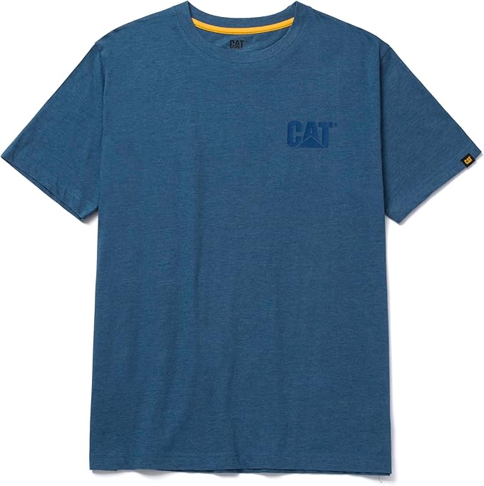 CAT Men's Trademark T-Shirts with Shape-Retention Rib Trim Spandex, Tagless Neck, and Cat Logo on Left Chest