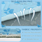 Dog Cooling Mat Self-Cooling Mat for Dogs Non-Slip Pet Cool Pad Cat Sleeping Pad Summer Blanket for Pets Foldable Washable for Kennel, Travel, Bed, Cars, Indoor and Outdoor Use (Blue, M(29*18inch))