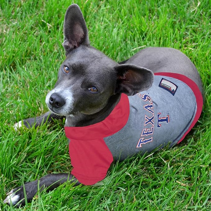 MLB Hoodie Shirt for Dogs & Cats - Texas Rangers Dog Hooded T-Shirt, Small. - MLB Team Color Hoody Vest for Baseball Fans