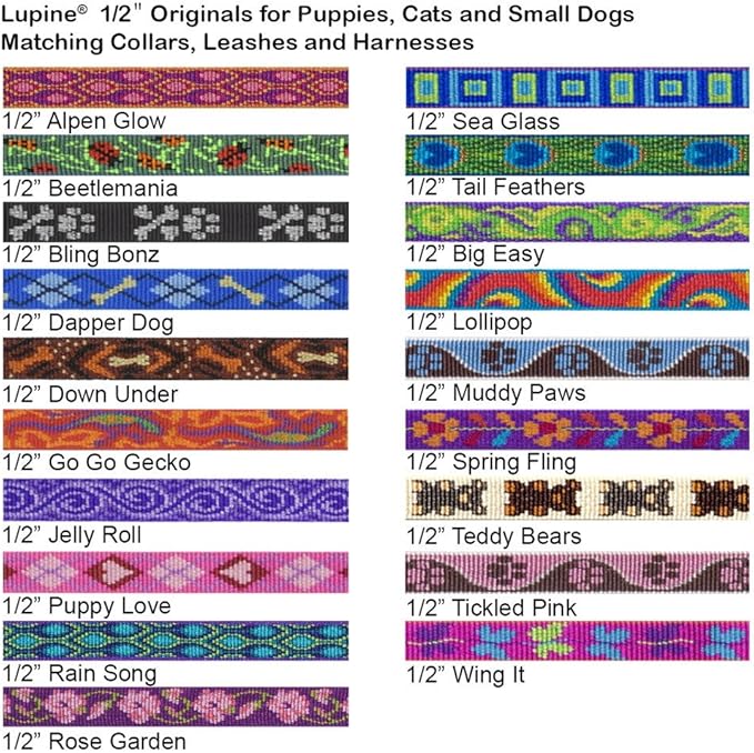 LupinePet Originals 1/2" Rain Song Cat Safety Collar with Bell , 8-12"
