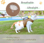 Cat Harness and Leash for Walking Escape Proof Breathable Mesh Fabric, Solid Brown, Large, Adjustable Cat Walking Jackets with Handle, Padded Stylish Cat Vest
