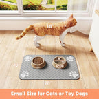 Pet Feeding Mat-Absorbent Pet Placemat for Food and Water Bowl, with Waterproof Rubber Backing, Quick Dry Water Dispenser Mat for Dog and Cat (27"x17", Striped Light Gray)