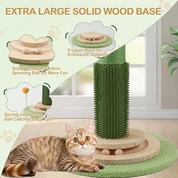 Cat Scratching Post for Indoor Cats Adults, 45 Inch Tall Cat Scratcher with Sisal Rope, Large Cats Scratching Posts with Hanging Ball for Kittens and Medium Large Cats
