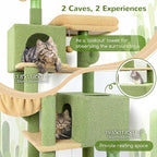 Globlazer Cactus Cat Tree Tower 76-Inch Extra Tall Multi-Level Cat Furniture with Cozy Condos,Interactive Toys and Perches for Large Cats, Perfect for Climbing, Scratching, and Play, F76, Green