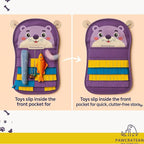 27 Inch Soft Felt Fringe Cat Wall Mat with Charms – Purple Bear Vertical Play Pad & Storage Pocket (Purple Bear)