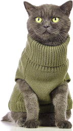 Stretchy Cat Sweater - 17 Colors & 6 Sizes | Snug Winter-Ready Knit for Boy/Girl Cats & Kittens(Olive Green, Medium)